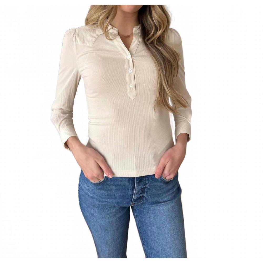 NEW CURRENT AIR rory collared knit top in cream